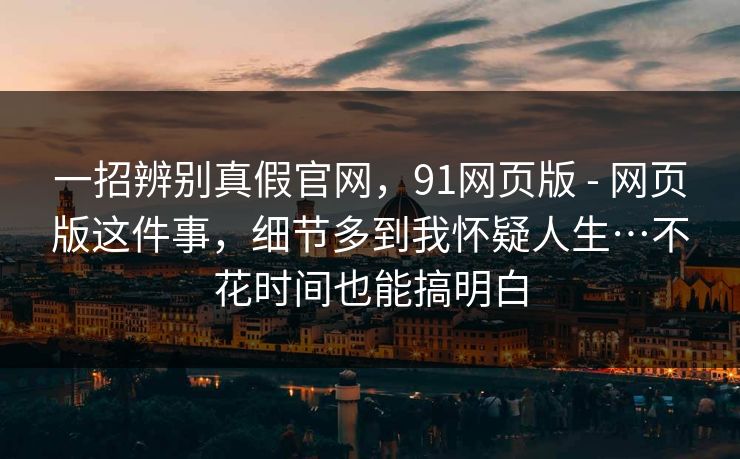 一招辨别真假官网，91网页版 - 网页版这件事，细节多到我怀疑人生…不花时间也能搞明白